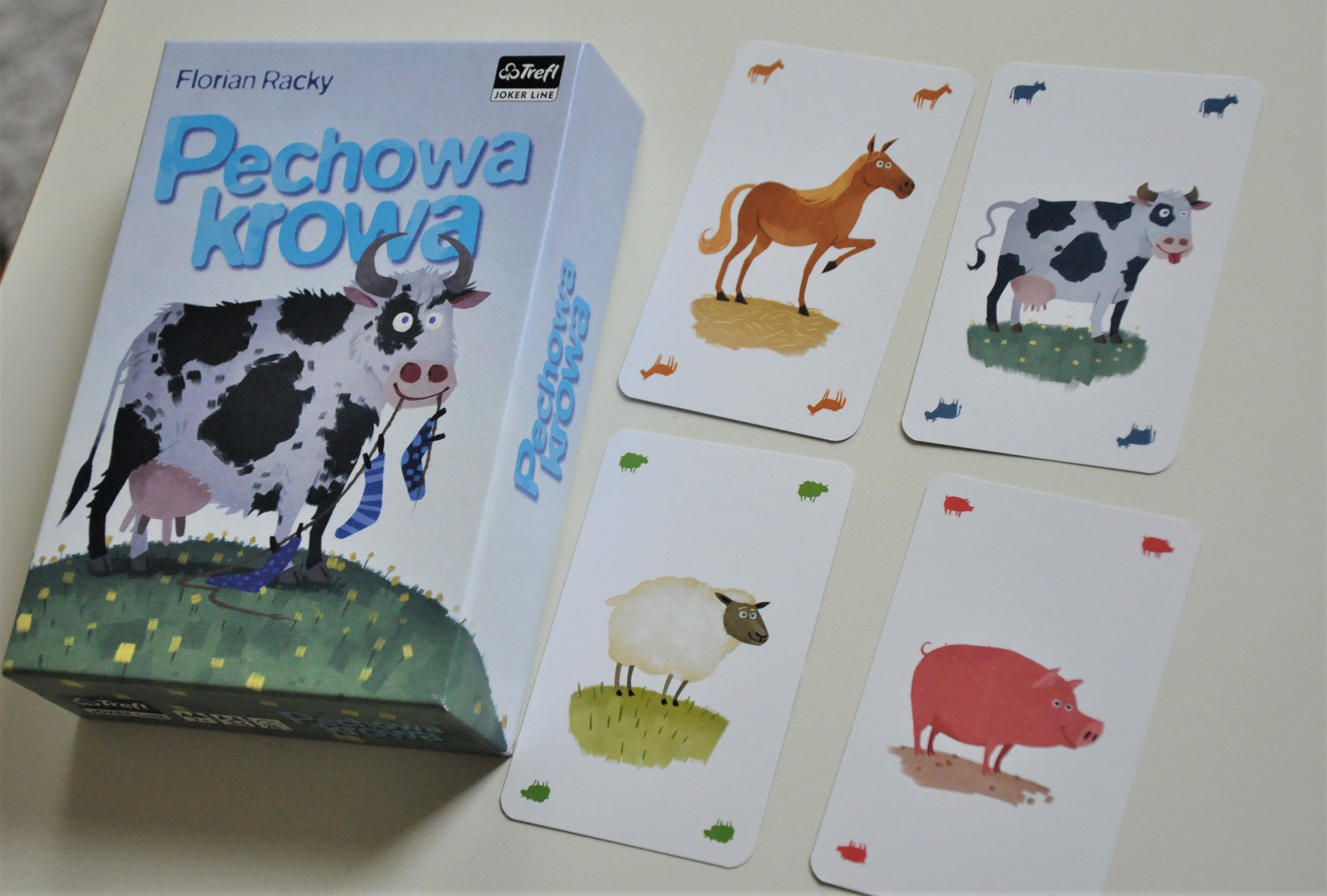 Karty zwierząt w grze "Pechowa Krowa"