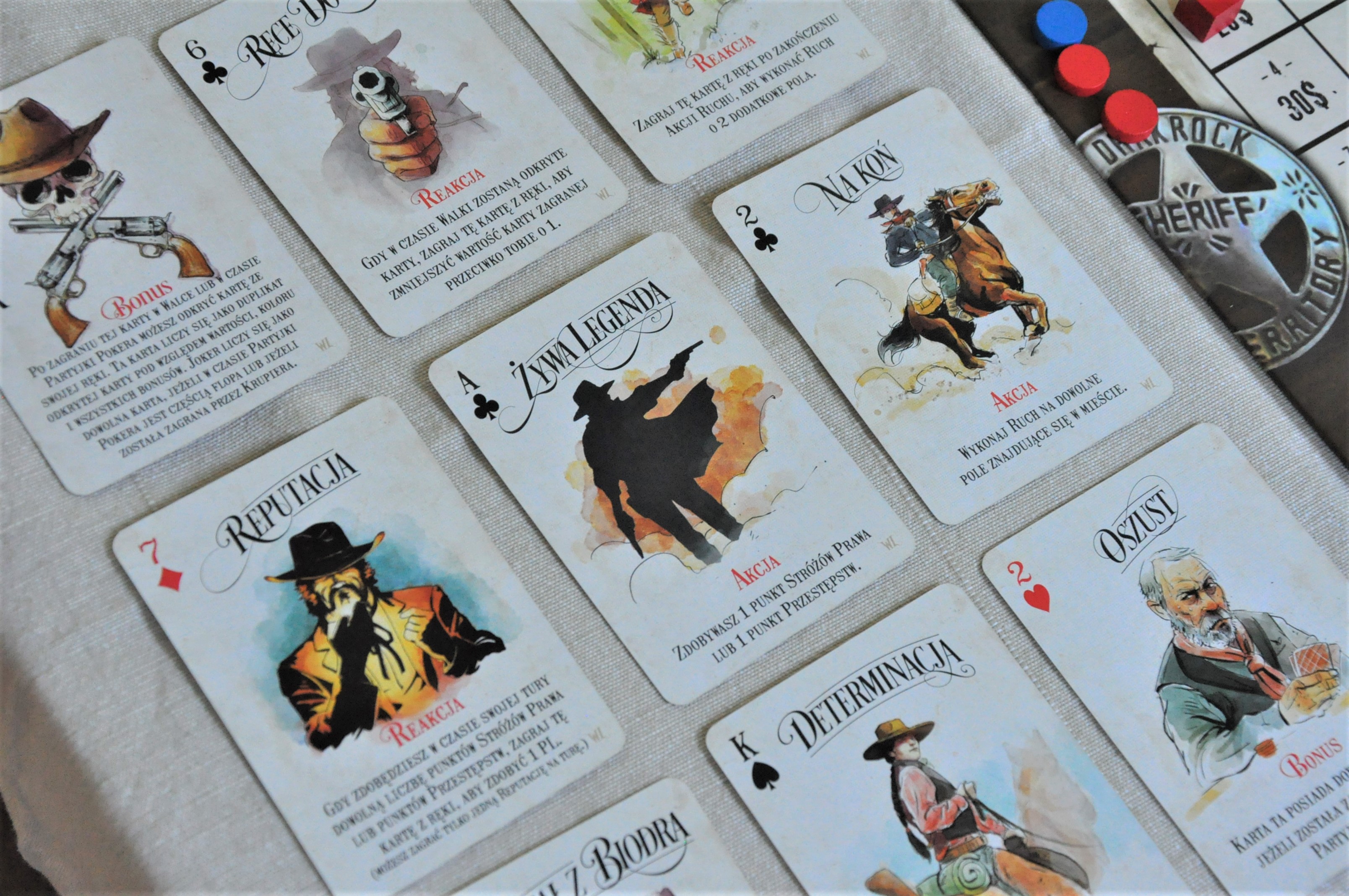 Karty pokerowe w grze "Western Legends"